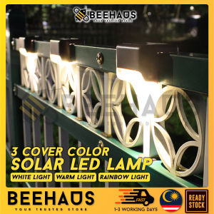 BEEHAUS Solar LED Outdoor Courtyard Lamp | Waterproof Fence Light Stair Wall Lamp Step Lamp Gardens Lighting Control | Lampu Solar