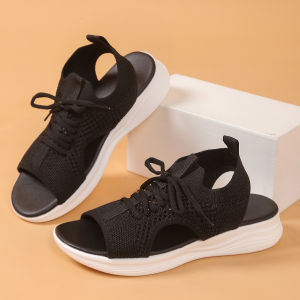 [Free Shipping] Plus-size  thick-soled sandals for women 2026 new model hollow-out soft-soled casual beach shoes stylish and versatile
