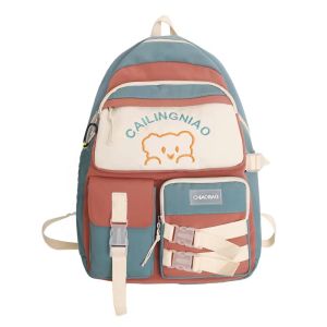 CJH BAG#2835 NYLON MATERIAL 16 INCHES SCHOOL BAGPACK FOR WOMEN WITH COMPARTMENTS