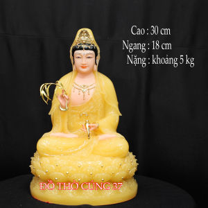 [ Cao 30 cm ] Tượng Quan Âm Bồ Tát Màu Vàng Thạch Anh - Hàng nhập khẩu