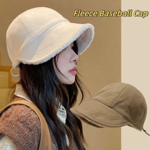NOVELLEO Windproof Fleece Baseball Cap Wide Brim Soft Winter Peaked Cap Cute Thickened Warm Cap Woman