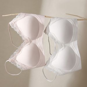 French Lace Slim Shoulder Strap Underwear Womens Small Bust Seamless Bra Summer Thin Style