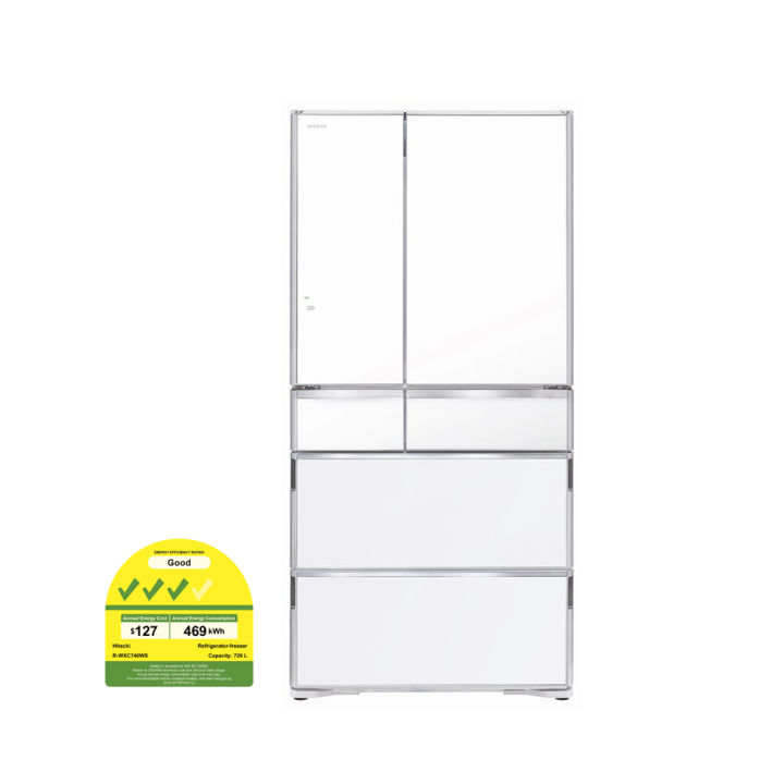 HITACHI R-WXC740WS-XW 735L 6 DOOR FRIDGE CRYSTAL WHITE 3 TICKS