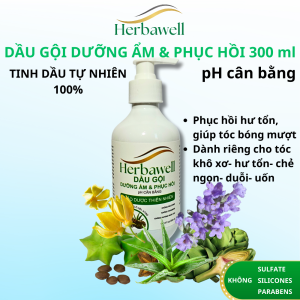 Dầu gội dưỡng ẩm & phục hồi Herbawell 300 ml pH cân bằng - Không Sulfate Không Silicones Không hương nhân tạo