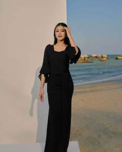 Queen Outfit-Gamis Lebaran Terbaru Cyren Dress Ceruty Polos Mewah Gamis Bridesmaid Kondangan Terbaru