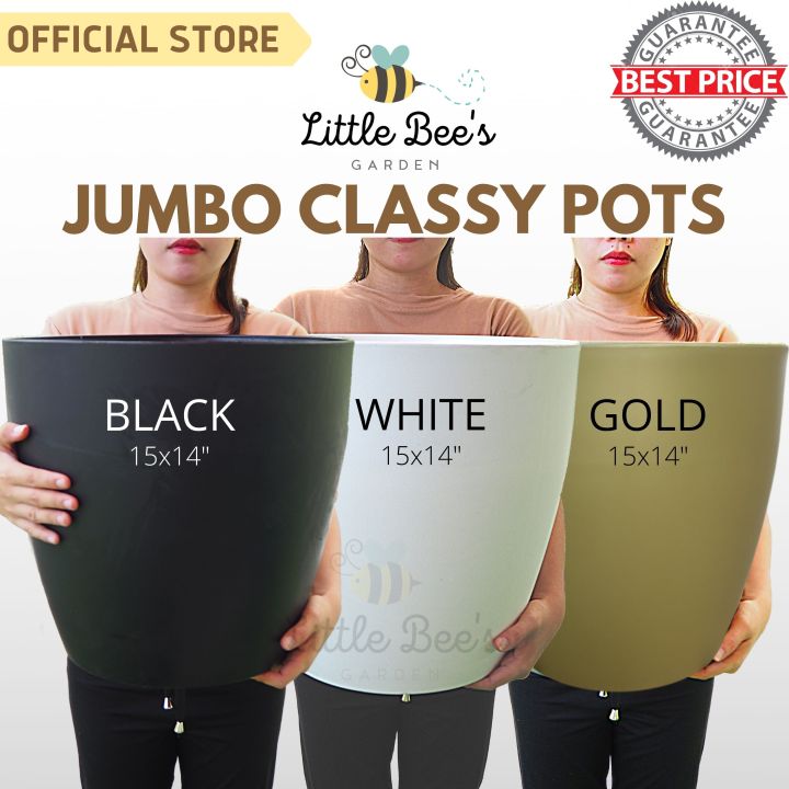 Jumbo Classy Minimalist Yayamanin Pots White Black Gold