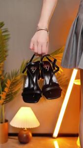 LYS New bestseller fashion buckle Heels casual PU peep toe sandals for women 7cm (StandardSIZE)