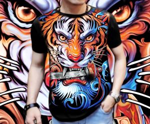 Baju Laki Laki / Kaos Distro Dewasa Motif thailand full gambar Macan FullPrint