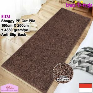 Tren-D-rugs Karpet shaggy polos modern estetik 100 cm x 200 cm alas samping tempat tidur kasur lantai lorong panjang runner koridor lobby hotel tinggi bulu 20 mm tebal minimalis - NMs