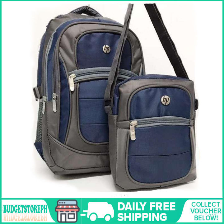 Budgetstoreph HP 2 in 1 backpack bag with free pouch with laptop compartment bagpack on sale for men and women unisenx on sale today korean fashion