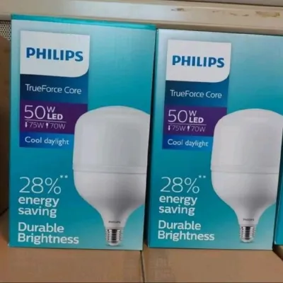 Beli 1 Gratis 1 PHILIPS 50 Watt isi 2pcs Lampu TrueForce Core LED Bulb Fitting E27 50W Warna Putih 6500K