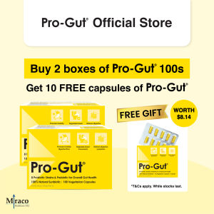 [Bundle of 2] Pro-Gut® 100s FREE 10s - 100% Natural Synbiotic with 8 Probiotic Live Strains & Prebiotic for Gut Health