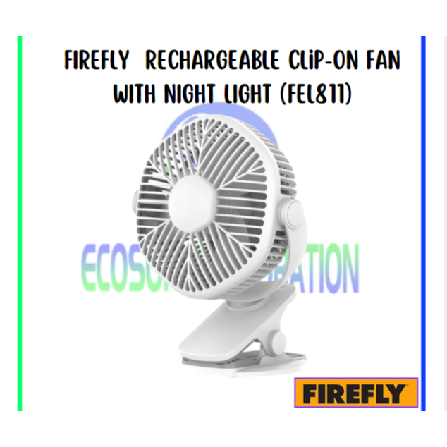 COD Firefly FEL811 Rechargeable Clip-on Fan with Night Light | Lazada PH
