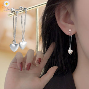 925 Sterling Silver Earrings for Women Heart Chain Earring Jewelry Prevent Allergy Party Accessories Gift Heart Earrings