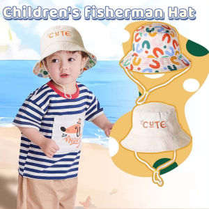 Kids Sun Hats Baby Bucket Hat with String Boy Girl Sun Visor Cap Outdoor UV Protection Double-sided