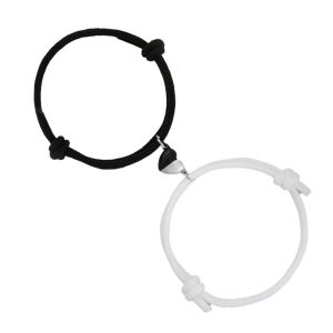Lanme Jewelry 2Pcs Gelang Couple Magnet Hati Pasangan Sahabat Pacar Pria & Wanita Bestie AZ194