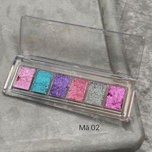 Set 6 màu bột nhũ khổng tước  nhũ dạng nén trang trí móng tay nail