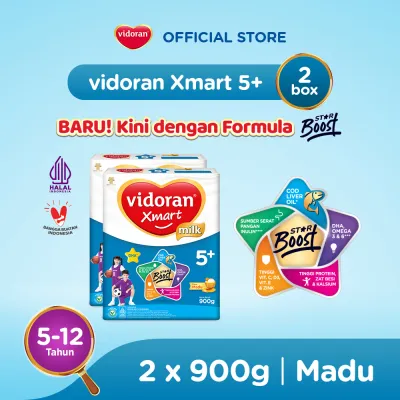 Vidoran Xmart 5+ Imun Up Susu Formula Madu [900 G/2 Box] - Exp : 07.2027