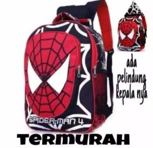 RIZ-Tas ransel karakter spiderman -tas anak sekolah -ransel anak laki-laki ada tutup kepala(hoodie)