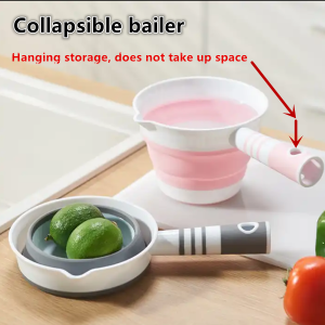 Fold-able Water Ladle Collapsible Water Scoop Dipper Folding Bath Spoon Ladle Space Saving for Kitchen Bathroom Utensils