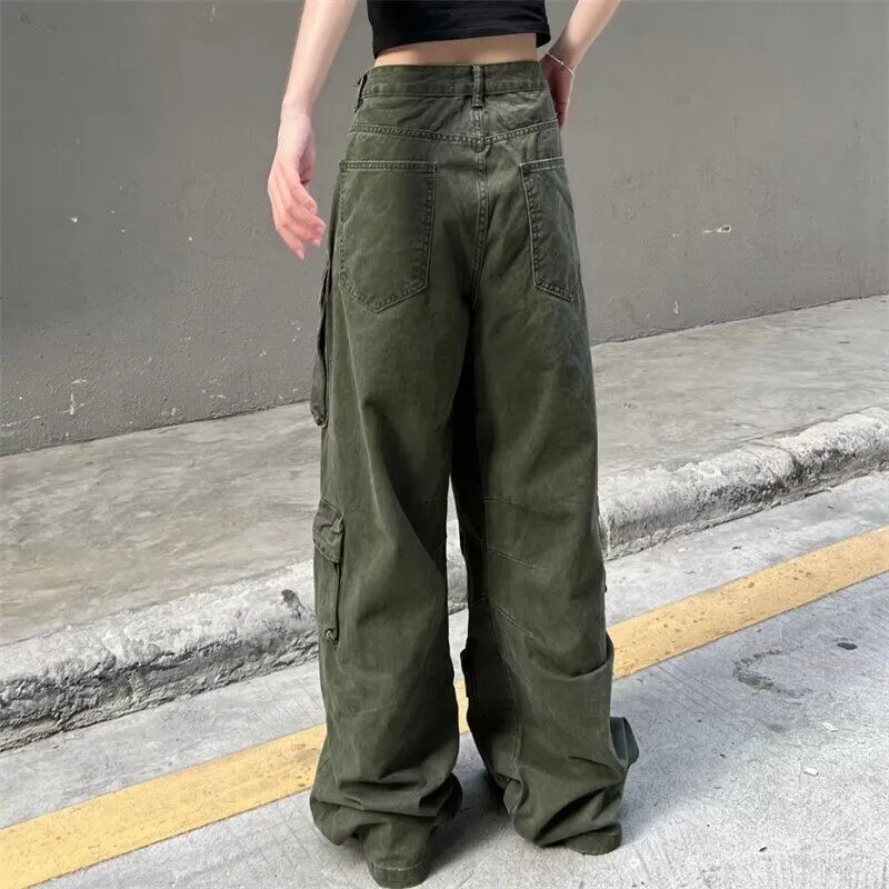 Japanese women street loose wide-leg pants casual Harajuku Trousers 