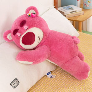 35/50/70/90/115cm Lotso Plush Toy Teddy Bear Doll in a Lying Down Style Strawberry Bear Hugging Bear Figurine Gift for Girls