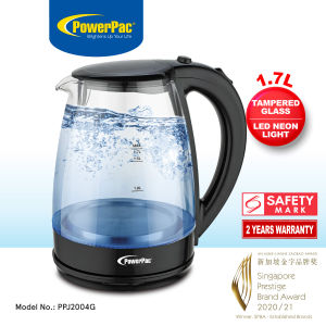 PowerPac Cordless Kettle Jug 1.7L Glass Jug Electric Kettle ( PPJ2004G)