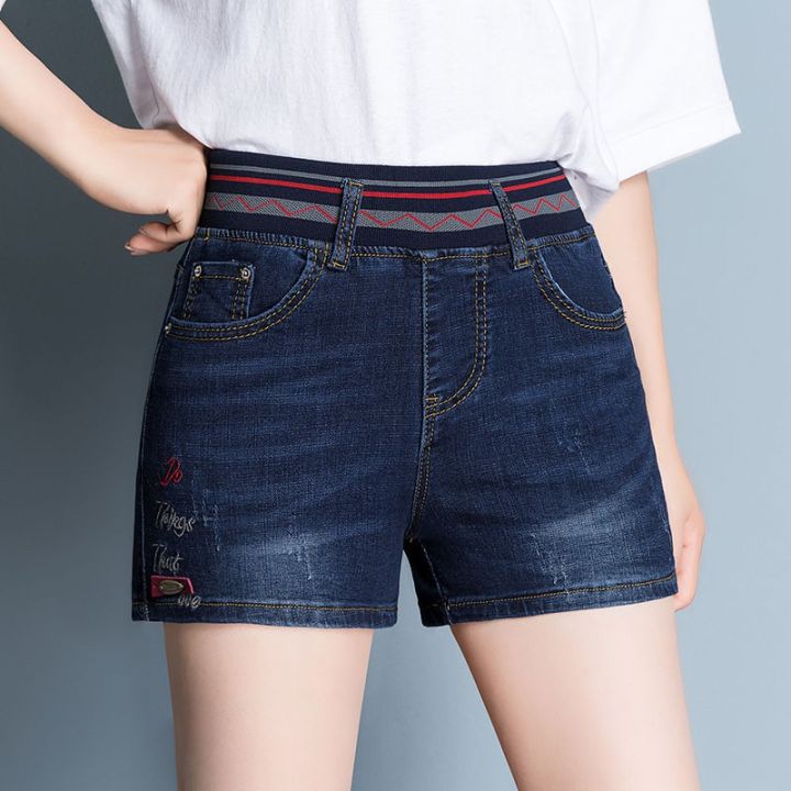 Women Denim short Summer Fashion Elastic Waist Stripes Drawstring Cowboy  Short Pant Casual Plus Size Short Jeans Female Lazada PH