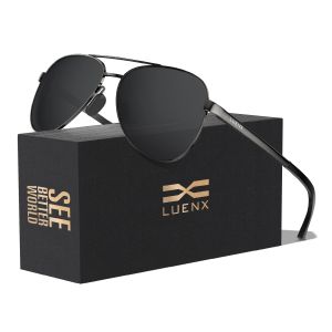 LUENX Kacamata Hitam Aviator Sunglasses for Men Women Polarized - UV400 Protection Stylish Shades 59 MM Driving Outdoor Activities  Original Sunglasses 6403-2
