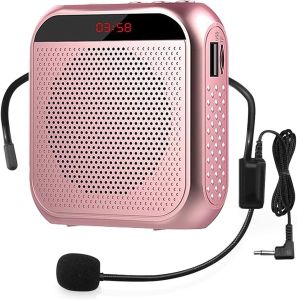 Voice Amplifier Portable Rechargeable with Microphone Headset for Teachers Tour Guides Training and Speech