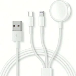 Đế sạc không dây từ tính 3 trong 1 cho iPhone 17 Pro Max 17 Air 1 cái có cổng USB-C/Lightning dành cho iWatch Series 11 SE3 Ultra 3