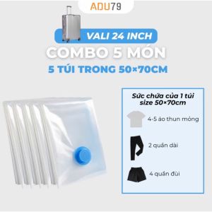 Combo Túi Hút Chân Không đựng quần áo kèm bơm set túi đựng chăn bông size vali chính hãng ADU79