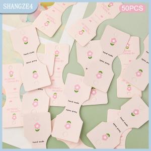 【SHANGZE4】 50pcs Hồng Hoa gấp đóng gói các tông hiển thị thẻ cho Handmade Vòng Cổ Vòng đeo tay Mũ Nón hairband bán lẻ treo nhãn