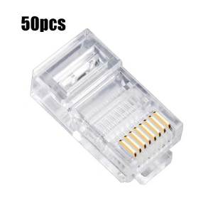 50pcs/Set Konektor Network Connector RJ45 CAT5 FTP Gold Modular Plug High Speed