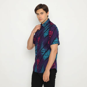NFZ Kemeja Batik Pria Lengan Pendek Gradasi Slimfit  4161B & 4163B
