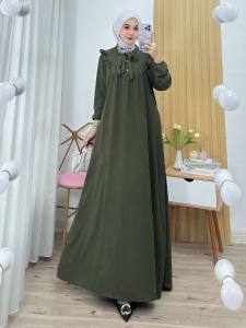 Ross Shop - Meisya Dres - Gamis Crincle Polos Busui Resleting
