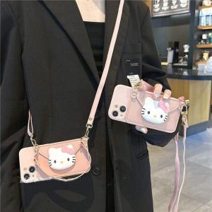 Christmas Gift Halloween Hot Sanrio Plating Iphone 15/14/13/12Promax Bracket Protective Shell Kawaii Hello Kitty Anime Fall Prevention Mobile Phone Shell