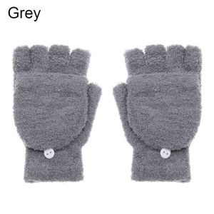 FWFHTP Fashion Warm Winter Thick Half Finger Gloves Convertible Flip Top Coral Velvet Gloves Knitting Mittens