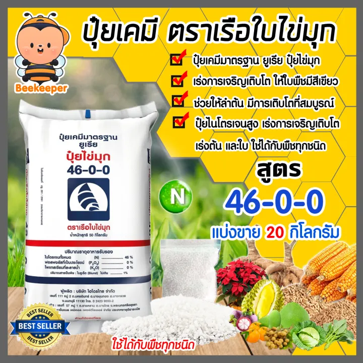 ปุ๋ยยูเรีย 46-0-0 ตราเรือใบ 20 กิโลกรัม