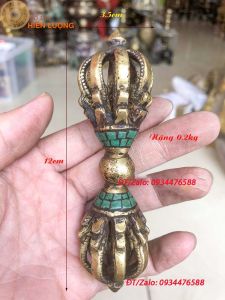 Chày Kim Cang 02 Màu Xanh Đỏ Bằng Đồng Kích Thước 12x35cm - Pháp Khí Mật Tông