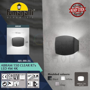 FUMAGALLI ABRAM 150 BLACK/WHITE/GREY CLEAR R7S LED 4W 4K WALL LIGHT