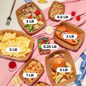 【Good Quality】50PCS Kraft Paper Plate Siomai Kikiam Plate Tray Hotdog Tray Square Cake Plate Tkoyaki Box