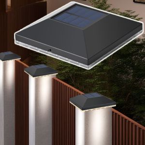 AODDO 2PCS Waterproof Post Lights Black Multipurpose Solar Post Cap Light High Quality Solar Power Courtyard Night Lights Outdoor