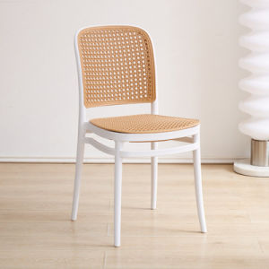 Nordic Rattan  Plastic Chair with backrest For Adults Modern Minimalist Home Outdoor Comfortable Chair / Fully Assembled Furniture