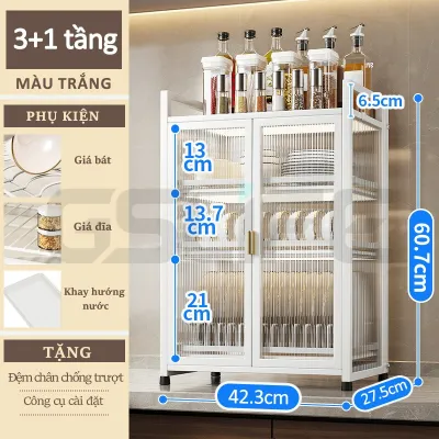 Kệ đựng chén bát 3 tầng thông minh có khay hứng nước - Nhà bếp Tủ đựng bát đĩa nâng cấp