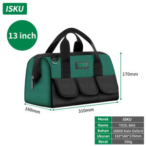 ISKU Toolbag 13 16 18 inch Kain tebal dua lapis Oxford Tebal Tas Alat Perkakas Kuat Tas Perkakas Toolkit Toolbox