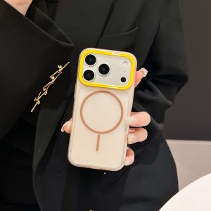 New Magnetic Matte For Magsafe Phone Case For iPhone 17 16 15 14 13 Pro Max Plus 17Air Raised Macaron Lens Frame Shockpoof Cover