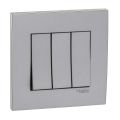 Bộ công tắc ba 1 chiều 16A màu Trắng hoặc màu Xám bạc, dòng vuông Vivace  đẳng cấp - Schneider Electric - KB33_1_WE_G19; KB33_1_AS_G19. 