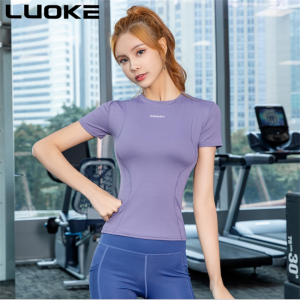 Luoke Dry Fit T Shirt Women Slim Yoga Suit Fitness Suit Tight Running Outdoor Top Short Sleeve