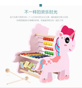 3 in 1 Wooden Unicorn Beads Xylophone Early Educational Montessori Kids Children Gift Musical | Mainan Musik Kayu Kanak